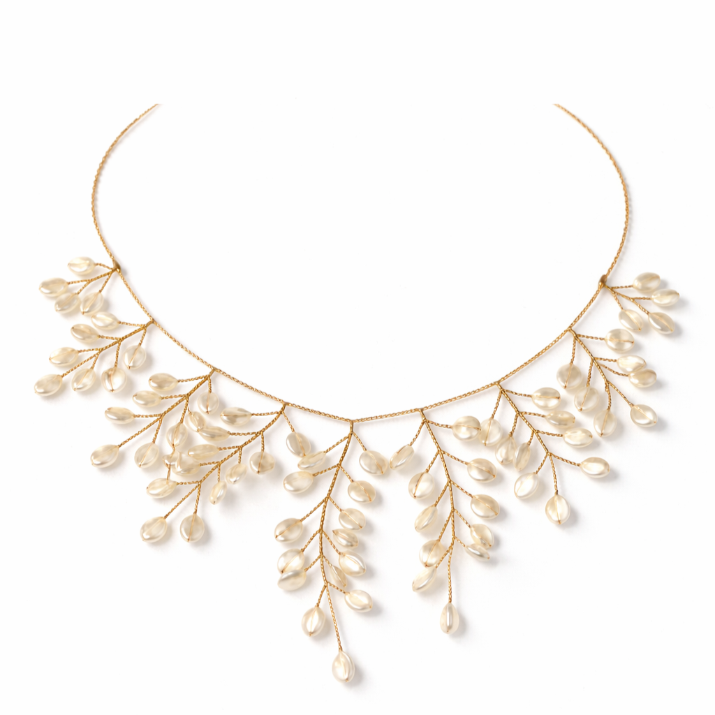 Pearl Blossom – Collana Dorata con Ramoscelli di Perle