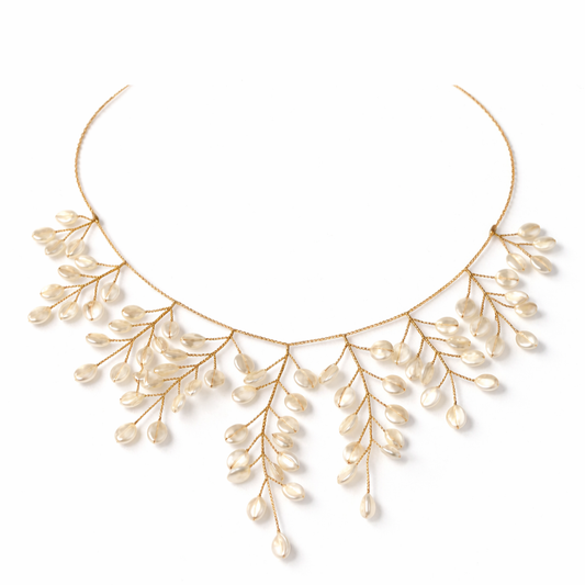 Pearl Blossom – Collana Dorata con Ramoscelli di Perle
