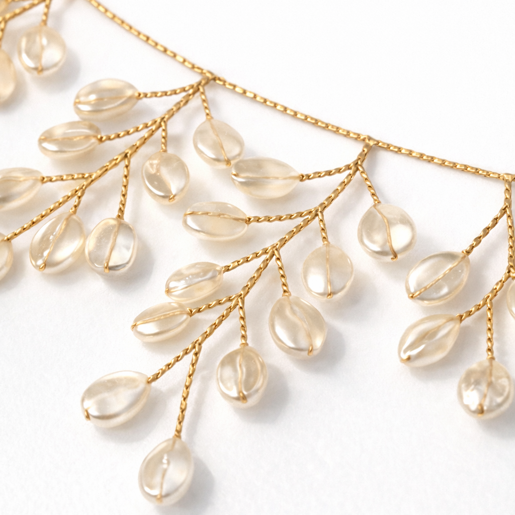Pearl Blossom – Collana Dorata con Ramoscelli di Perle