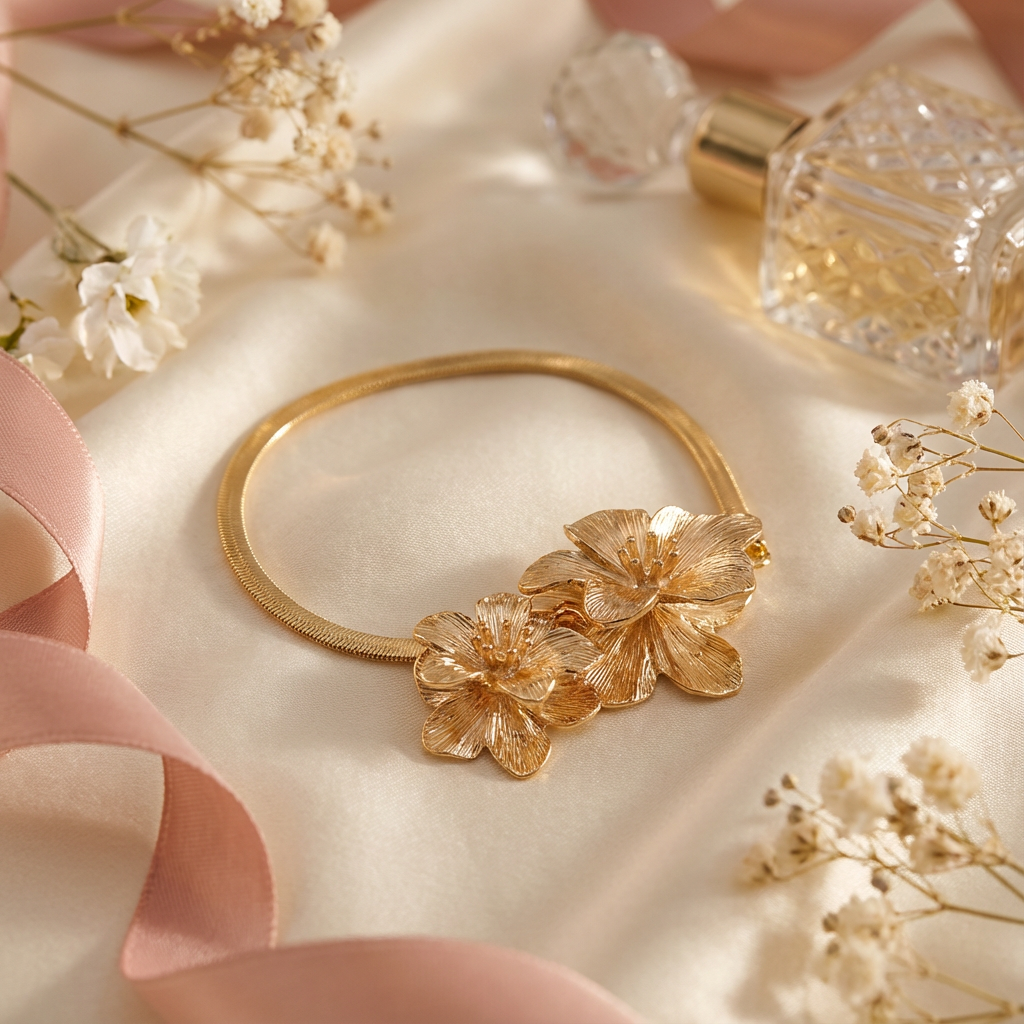 Fior di Sole – Bracciale Dorato con Fiore Centrale