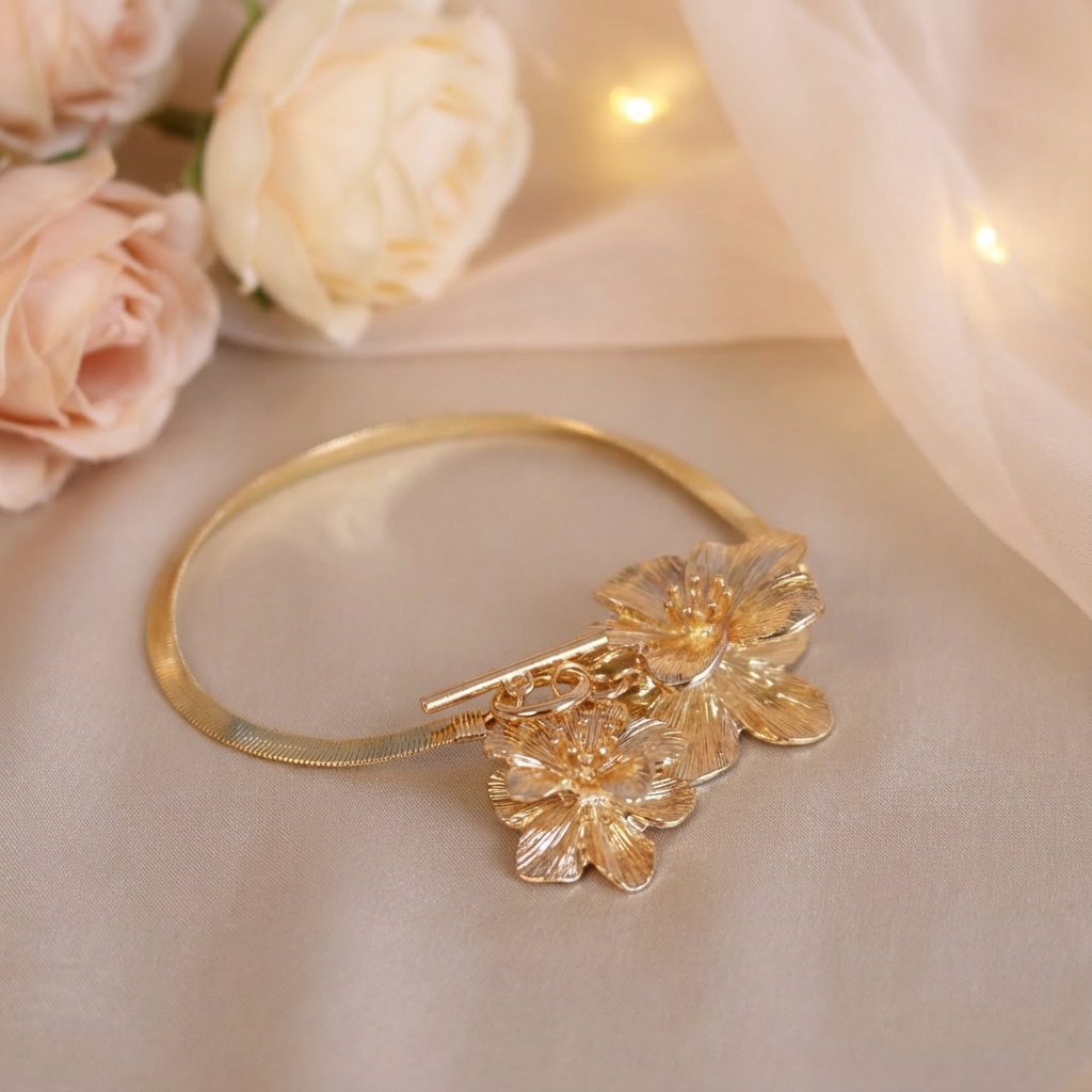 Fior di Sole – Bracciale Dorato con Fiore Centrale
