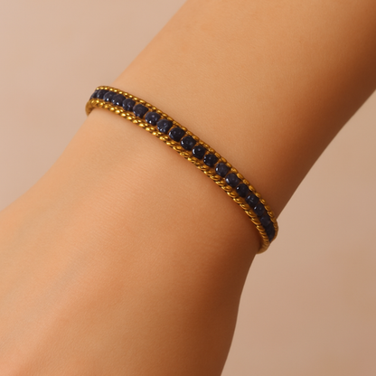 Bracciale Tennis Oro con Diamanti Blu