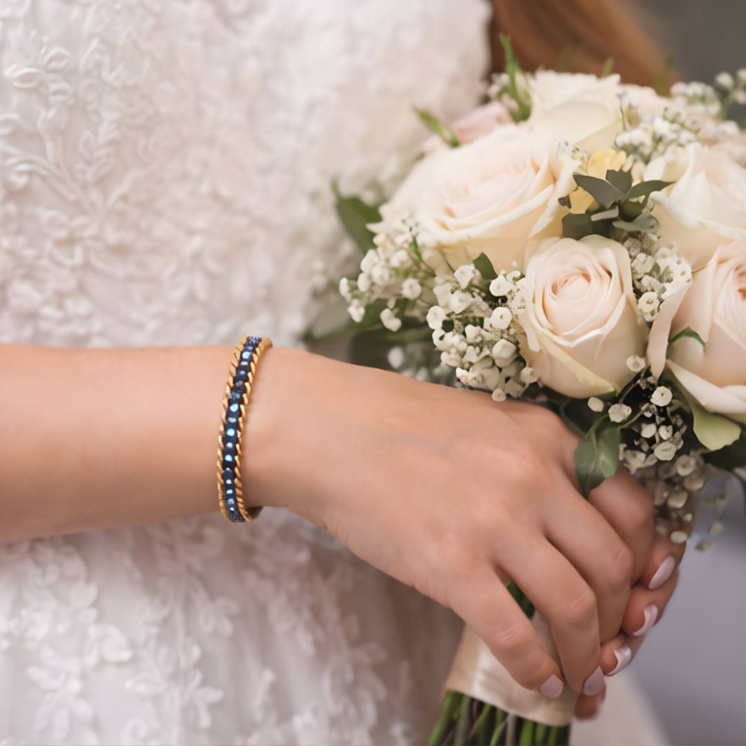 Blue Luxe Tennis – Bracciale Tennis Oro con Diamanti Blu