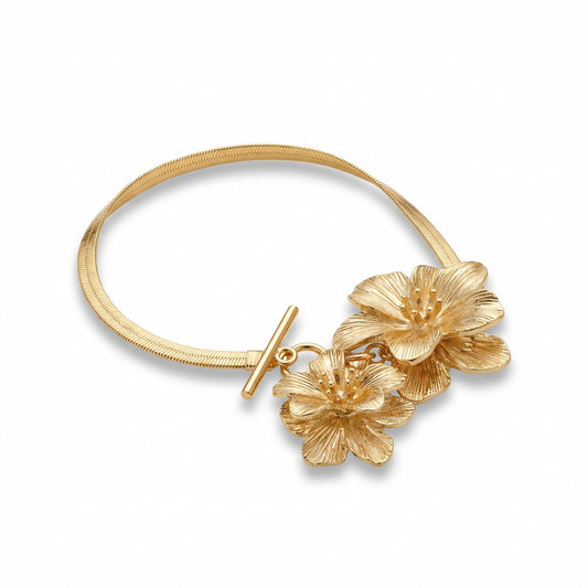 Fior di Sole – Bracciale Dorato con Fiore Centrale