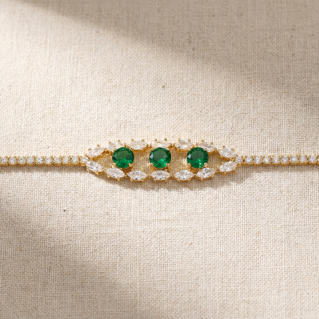 Emerald Glow – Bracciale con Diamanti e Smeraldi