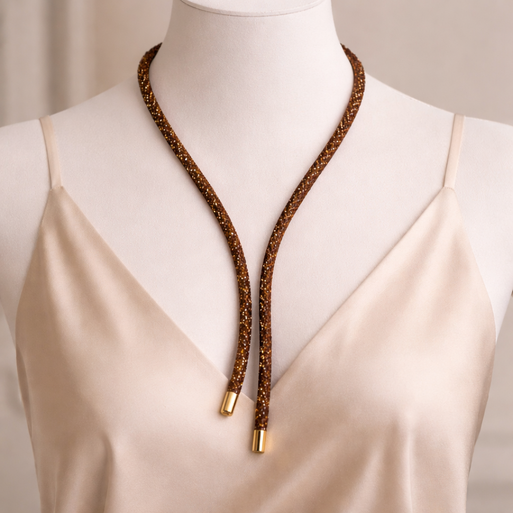 Crystal Twist – Collana a Cordoncino con Strass
