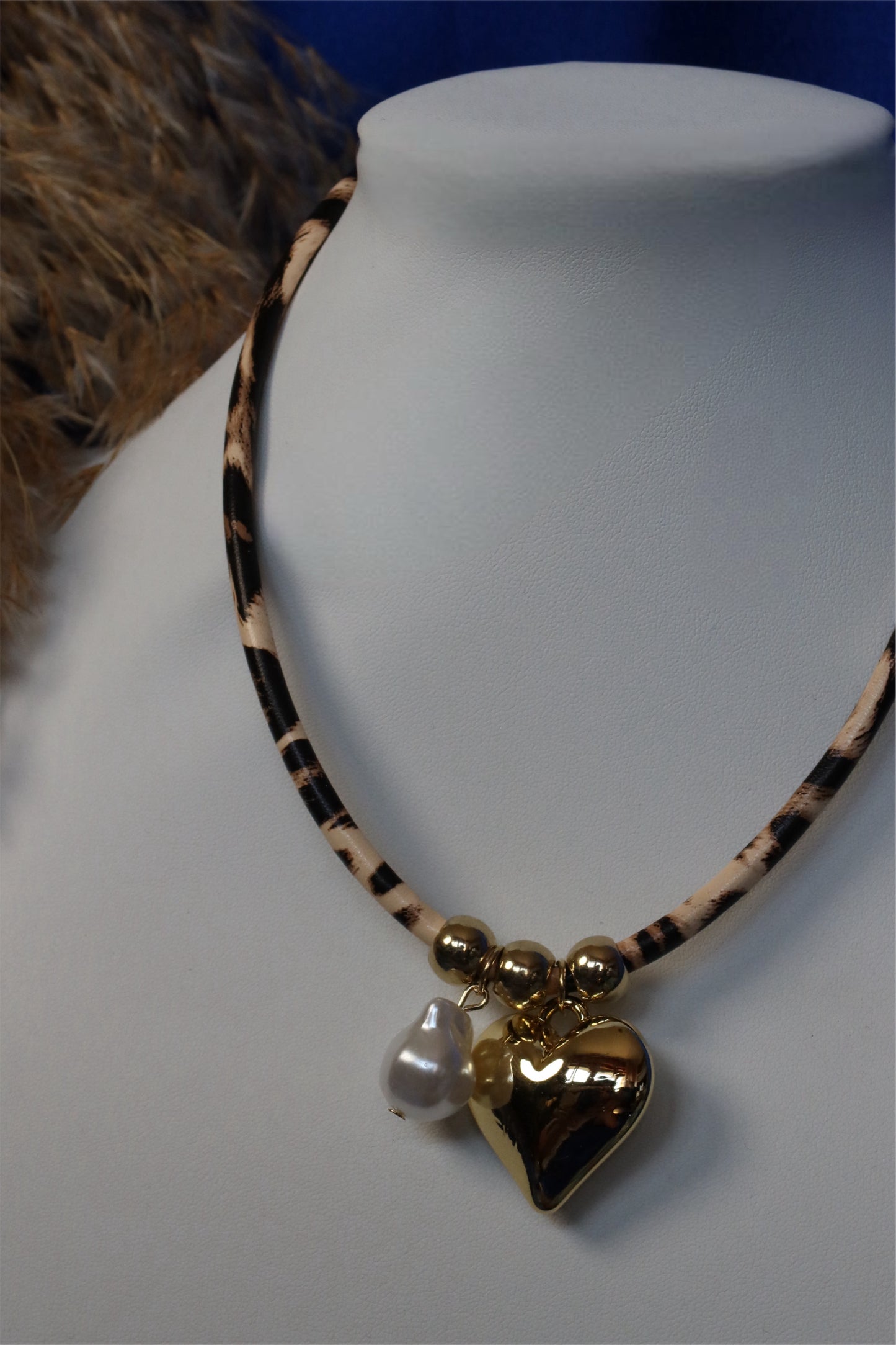 Collana Perla Cuore Gold Leopard