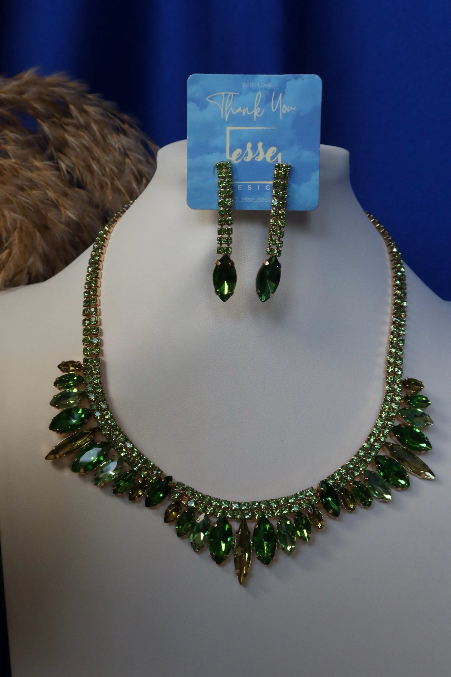 Collana Strass / Orecchini Strass Verde
