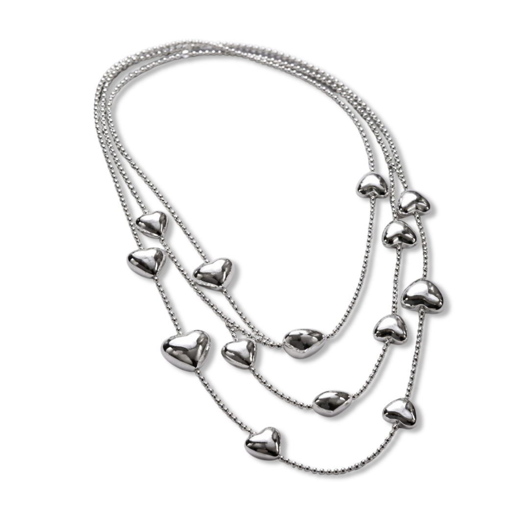 Love Layers – Collana Lunga a 3 Giri con Ciondoli a Cuore