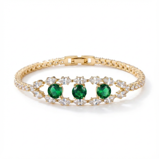 Emerald Glow – Bracciale con Diamanti e Smeraldi
