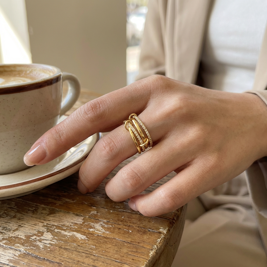 Lumé Link Ring - Design intrecciato con anelli collegati