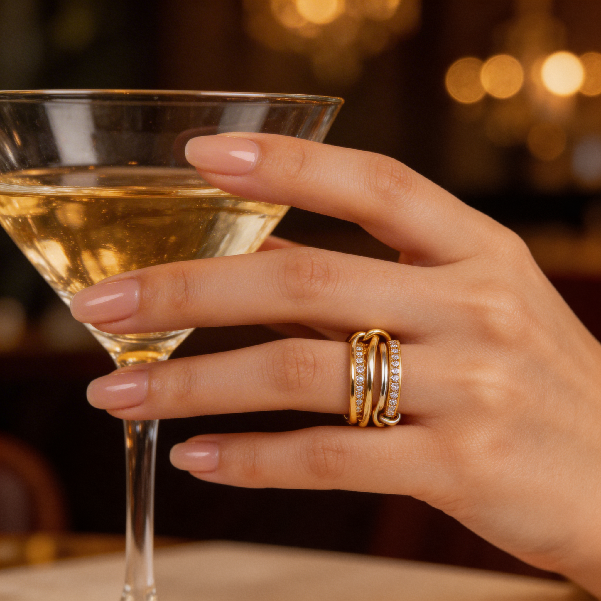 Lumé Link Ring - Design intrecciato con anelli collegati