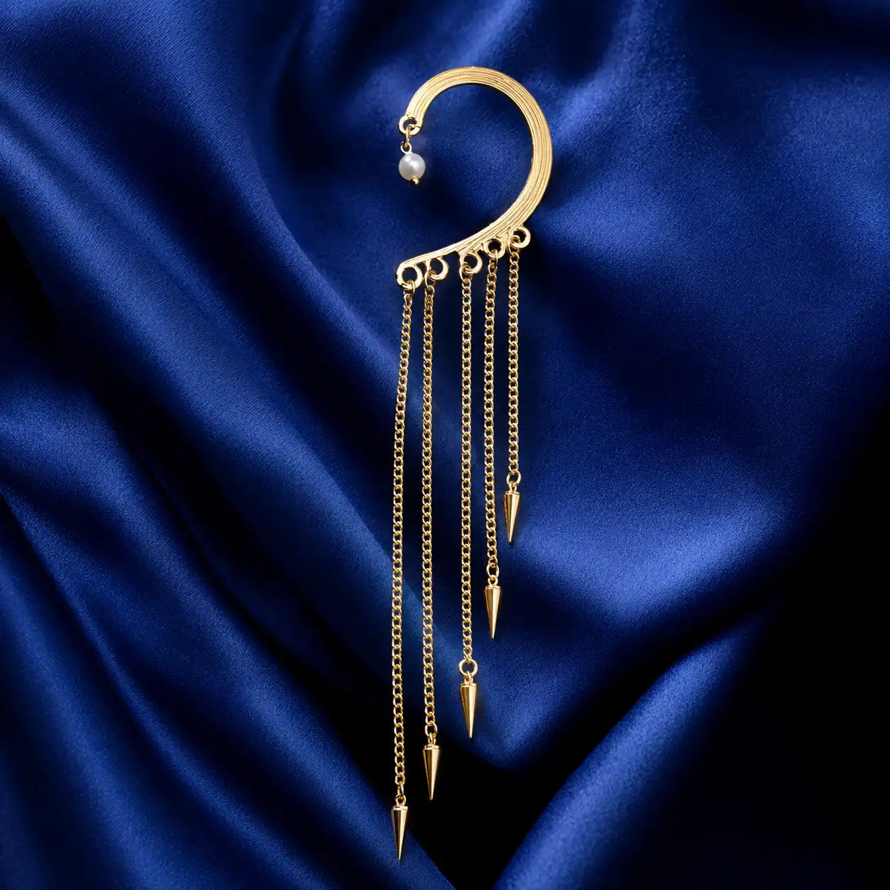 Golden Rain™ – Ear Cuff con Catene Pendenti