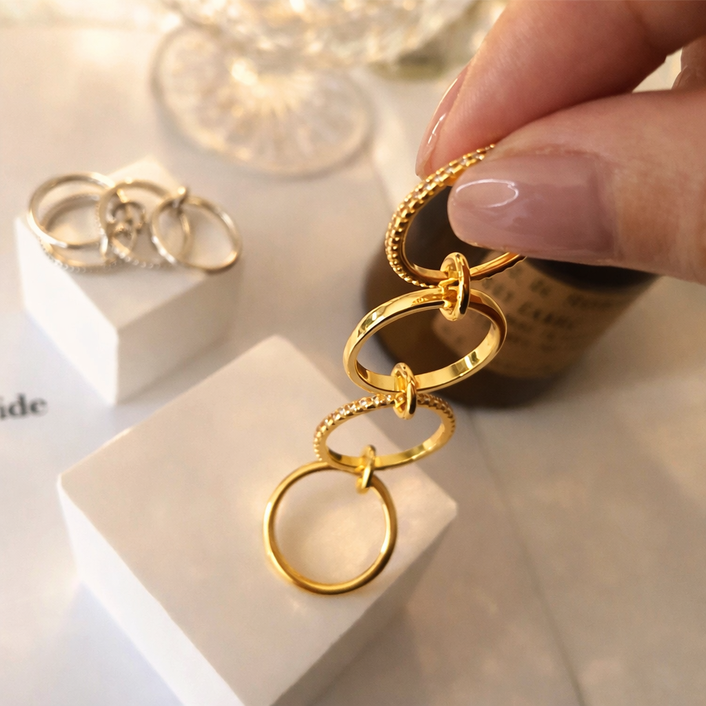 Lumé Link Ring - Design intrecciato con anelli collegati